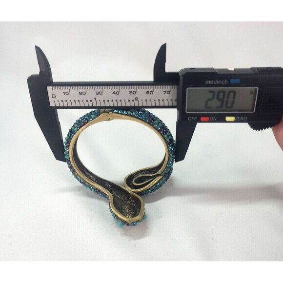 3" Heidi Daus Mystical Serpent Swarovski Crystal Hinged Snake Cuff Blue & Purple - Picture 10 of 10